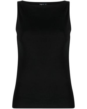 agnès b. Leopard Boat-Neck Tank Top - Black