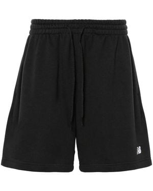 New Balance Logo-Embroidered Jersey Track Shorts - Black