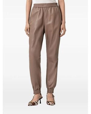 AllSaints Jen Elasticated Leather Pants - Natural