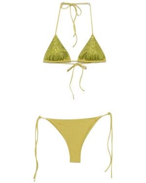 MC2 Saint Barth Rhinestone-Embellished Triangle Bikini - Metallic