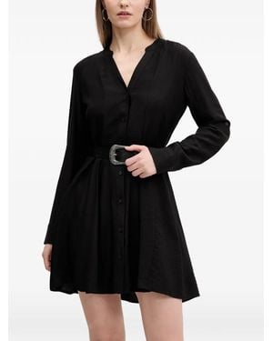 Desigual Belted Button-Up Mini Dress - Black