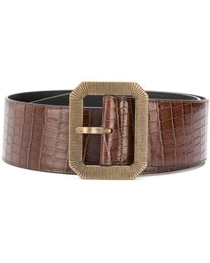 Saint Laurent Riem Met Krokodillenleer-Reliëf - Bruin