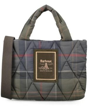 Barbour Tartan Arlene Mini Quilted Tote Bag - Black