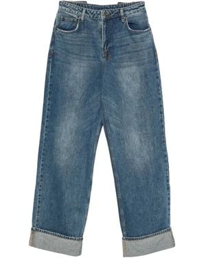Ksubi Playback Cuffed Wide-Leg Jeans - Blue