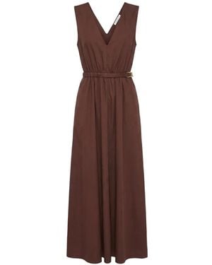 Patrizia Pepe Belted V-Neck Maxi Dress - Brown