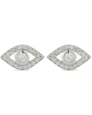 Mateo 14K Diamond Evil Eye Earrings - White