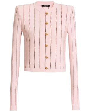 Balmain Cropped Fléchage Gebreid Vest - Roze