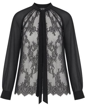 Liu Jo Lace-Panelled Tie-Neck Shirt - Grey