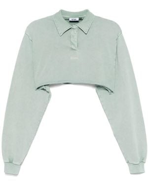 Gcds Washed-Effect Cropped Polo Shirt - Blue