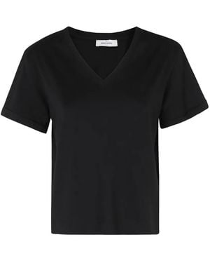 Gran Sasso V-Neck Rolled-Cuff T-Shirt - Black