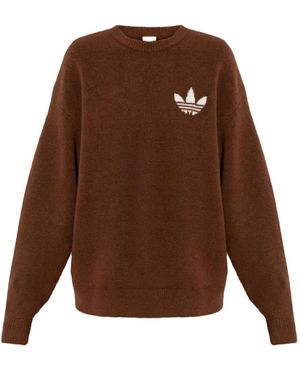 adidas Crew-Neck Logo Jumper - Brown