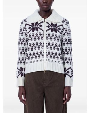 Moncler Shawl-Collar Sequin-Embellishment Cardigan - White