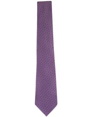 ZEGNA Geometric-Pattern Tie - Purple