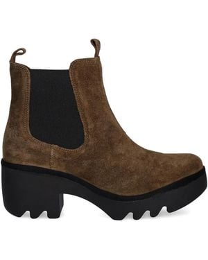 Fly London Platform Heeled Chelsea Boots - Brown