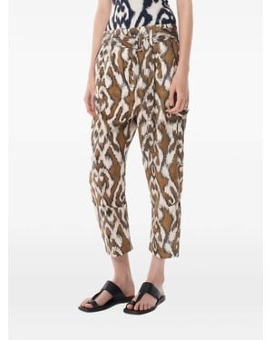 Maria Cher Moreno Dabir Printed Cropped Trousers - Natural