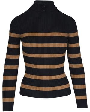 Akris Punto Striped Wool Jumper - Black