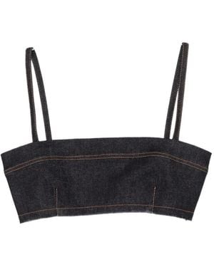Jacquemus Denim Cropped Top - Black