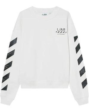LAB C.O. OFF WHITE Pull À Logo Imprimé Diagonal X L/Ab - White