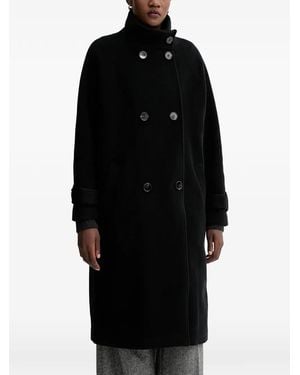 Sessun Wool Blend Double-Breasted Coat - Black