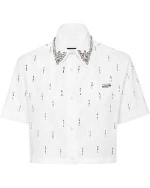 Philipp Plein Crystal-Embellished Shirt - White
