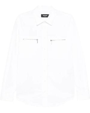 DSquared² Camicia Con Tasche Con Zip - Bianco