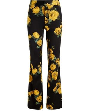 Alice + Olivia Rose-Print Trousers - Black