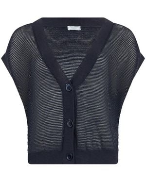 Peserico Open-Knit Sleeveless Cardigan - Blue