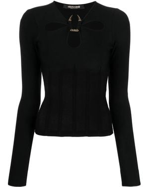 Roberto Cavalli Cut-Out Knit Top - Black