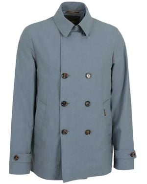 Moorer Double-Breasted Coat - Blue