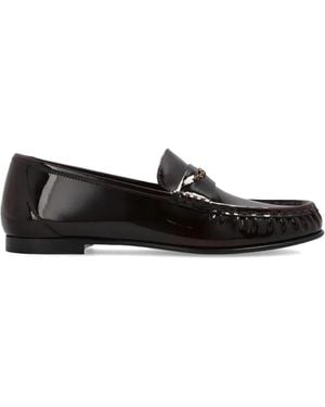 Chloé Logo-Appliqué Leather Loafers - Black
