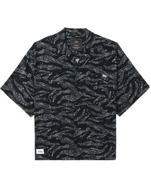 Alpha Industries Chemise Imprimée À Manches Courtes - Black