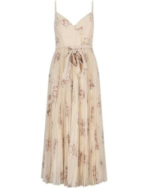 Zimmermann Sunray Pleated Floral Midi Dress - White