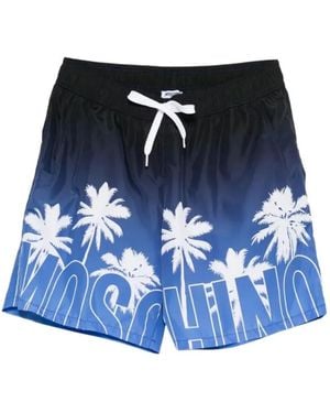 Moschino Palm-Tree-Print Swim Shorts - Blue