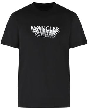 Moncler Ribbed Logo-Print T-Shirt - Black