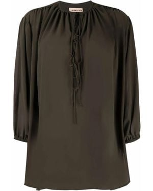 Blanca Vita Begonia Lace-Up Front Blouse - Green