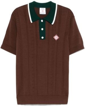 CASABLANCA Poloshirt Mit Zopfmuster - Braun