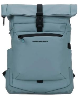 Piquadro Roll-Top Buckle-Fastening Backpack - Blue