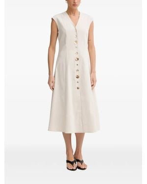 Joseph Ribkoff Button-Up Sleeveless Midi Dress - White