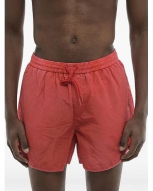 DIESEL Drawstring-Waist Logo-Patch Swim Trunks - Red