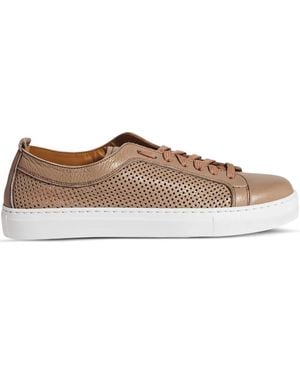 Calce Perforated Leather Trainers - Brown