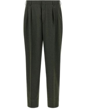 Cellar Door Pleated Pin-Tuck Trousers - Green