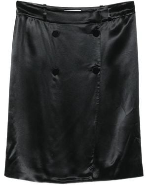 Ferragamo Satin Midi Skirt - Black