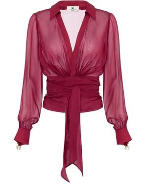 Elisabetta Franchi Sash-Detail Blouse - Red