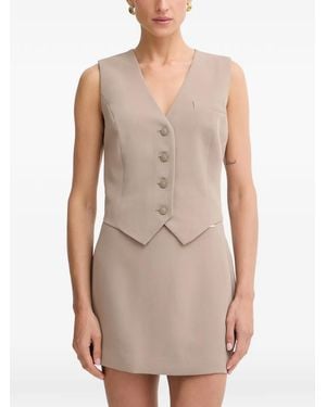 Guess Button-Up Sleeveless Waistcoat - White