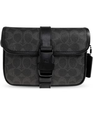 COACH League Logo-Patterned Shoulder Bag - Black