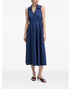 Fracomina Sleeveless Wrap-Style Midi Dress - Blue