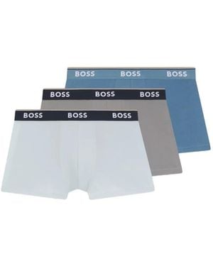 BOSS Drie Boxershorts Met Logoband - Blauw