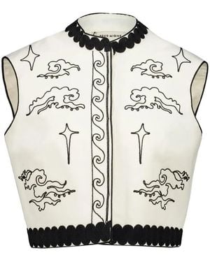 Zeus+Dione Star Embroidered Sleeveless Vest - White