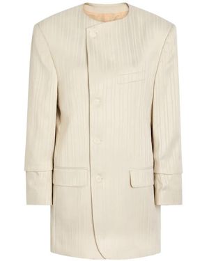 Better Vestido Tipo Blazer A Rayas Diplomáticas - Blanco
