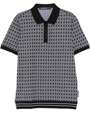 KARL LAGERFELD Monogram-Pattern Polo Shirt - Gray